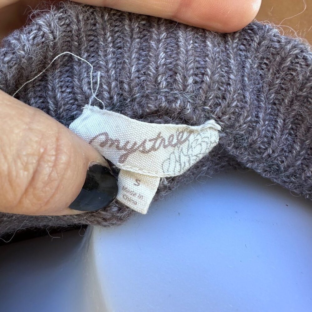 Mystree Womens Wide Cropped Striped Sweater Size S Gray & Copper Long Sleeves Kn - Picture 2 of 9